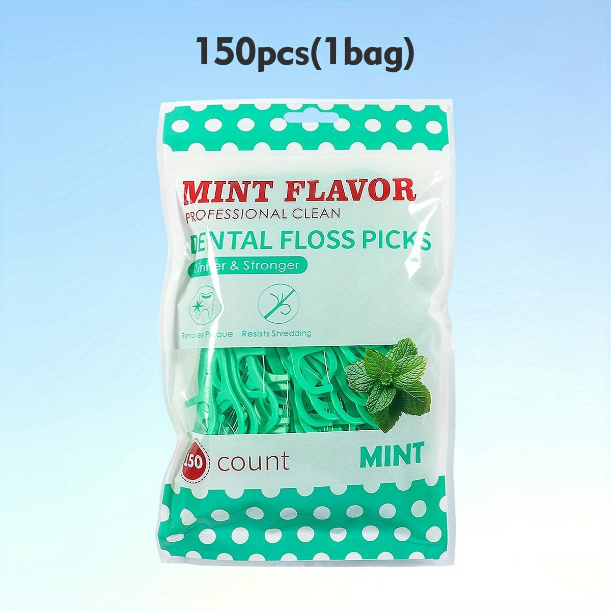 Fresh Mint Dental Floss Picks 300 Pack Deep Clean Portable Alcohol-Free Travel Oral Hygiene
