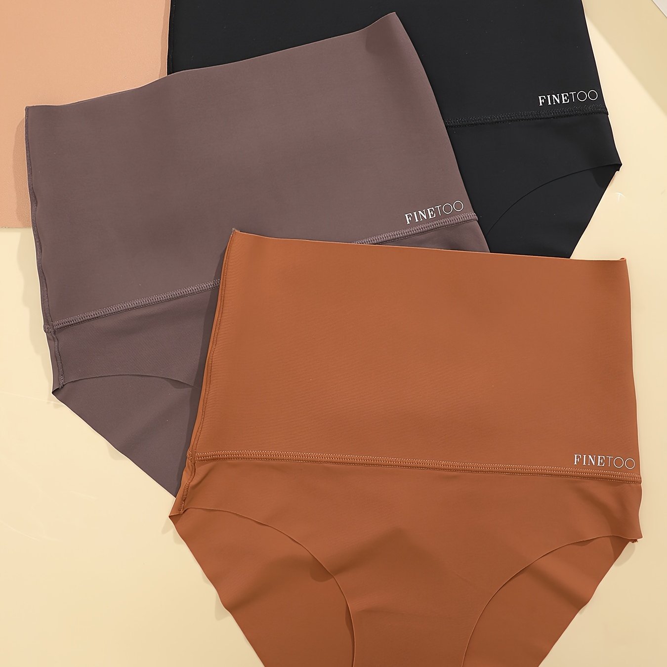 Women's Seamless High Waist Briefs Breathable Stretchy Underwear Pack of 3