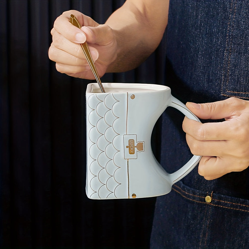 Ceramic Handbag-Shaped Coffee Mug with Spoon for Home and Office Use