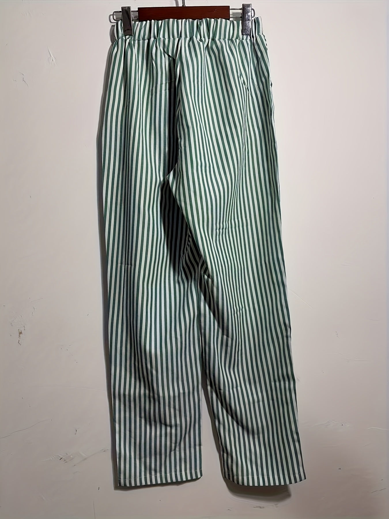 Women's High-Waisted Striped Wide Leg Pants Lightweight Polyester All-Season Casual