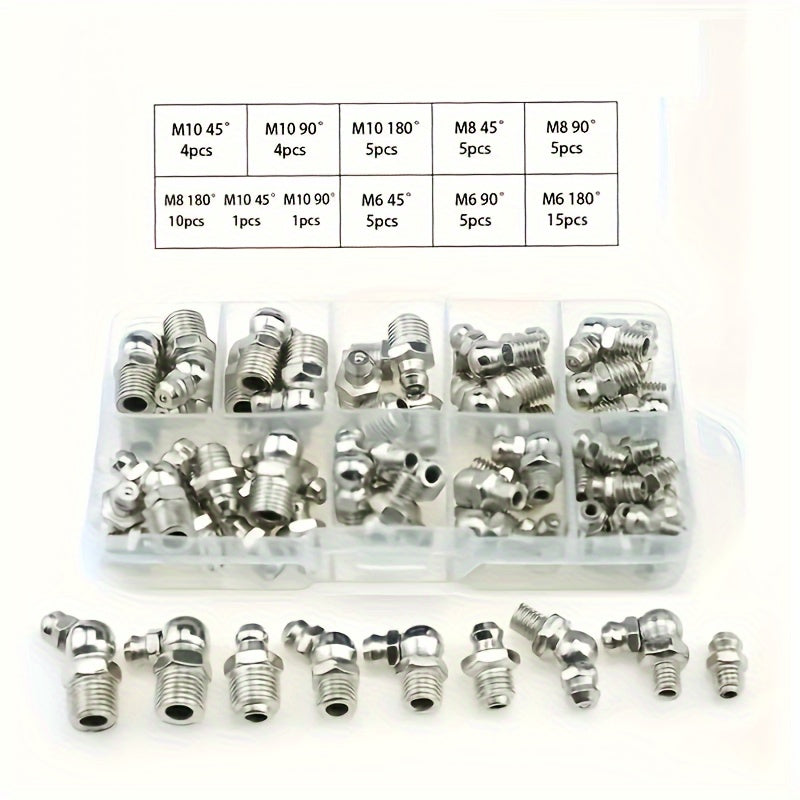 60pcs M6 M8 M10 Straight Elbow Grease Nozzles Pump Fittings