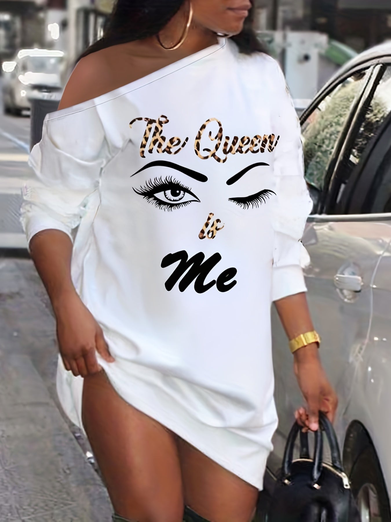 Футболка-платье с открытыми плечами и леопардовым принтом, черный полиэстер, эластичный, повседневный