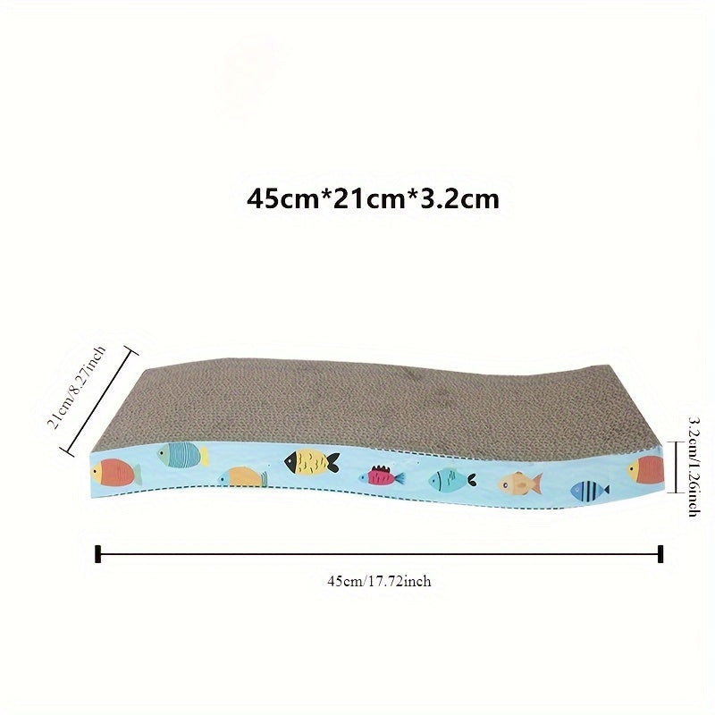 Large Corrugated Cardboard Cat Scratcher Lounge with Fish Pattern and Cozy Nest