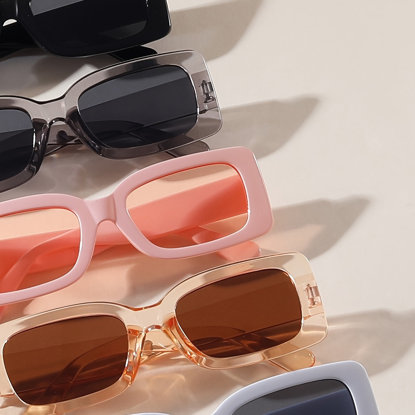 Juego de 5 gafas de sol retro cuadradas para conducir, playa y viajes