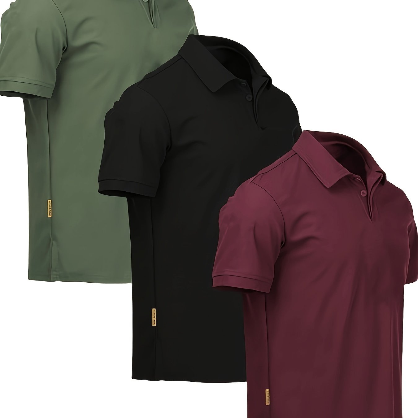 Men's Casual Sports Business Shirts Set Polyester Stretch Solid Color Summer