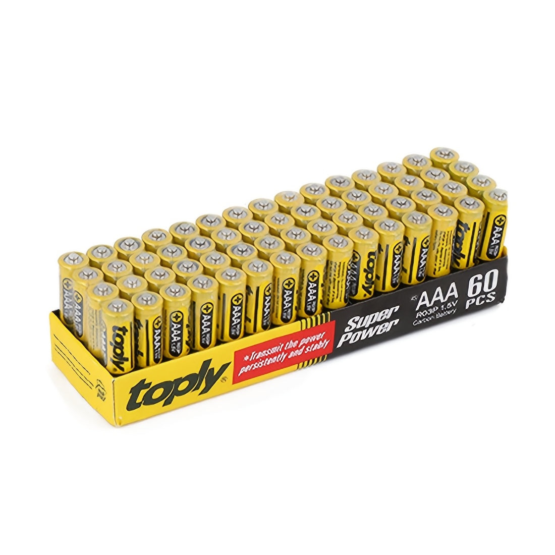 60-Pack AAA AA 1.5V Carbon Zinc Non-Rechargeable Batteries for Remote Controls Toys and Devices