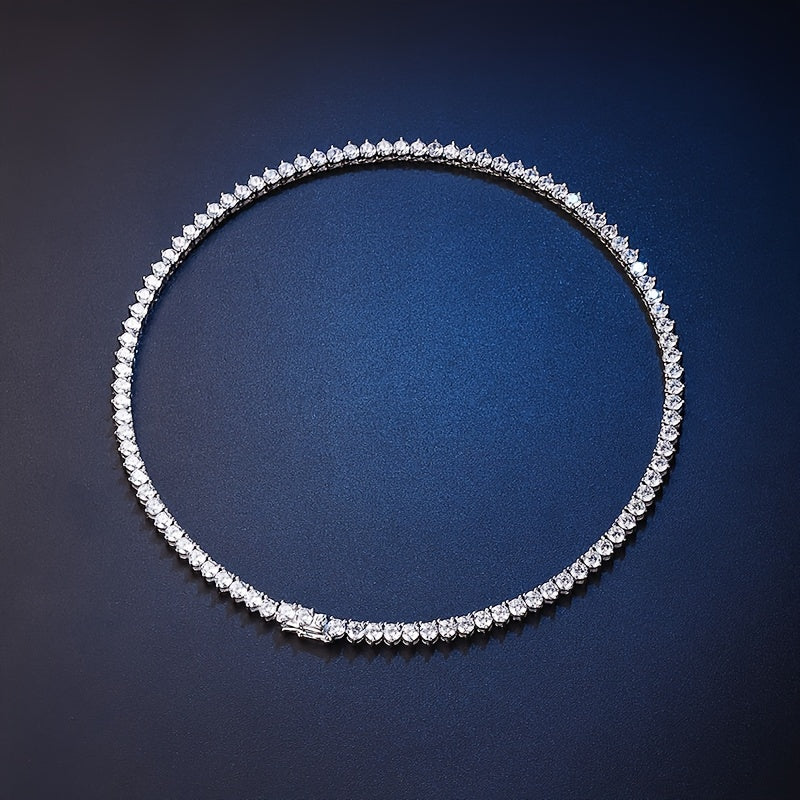 Sterling Silver Moissanite Tennis Necklace 5mm Claw Design for Women