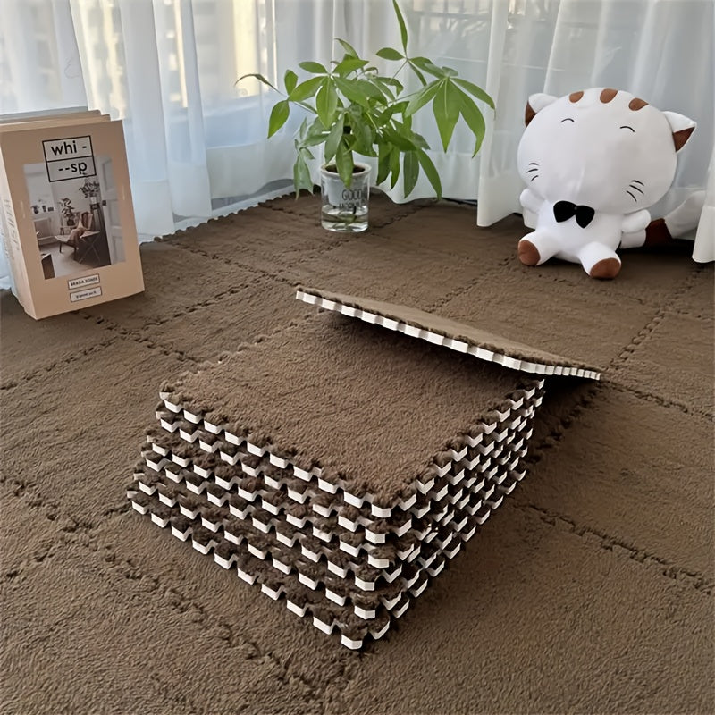 Juego de 12 tapetes de espuma EVA entrelazados antideslizantes lavables para suelo en forma de rompecabezas