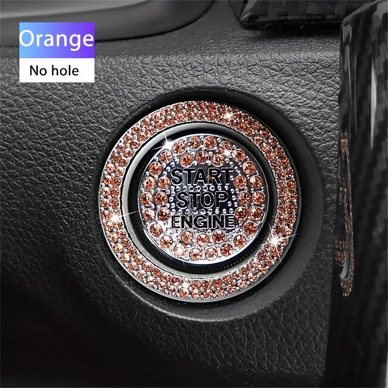Car Engine Start Button Cover Crystal Bling Ignition Emblem Decor
