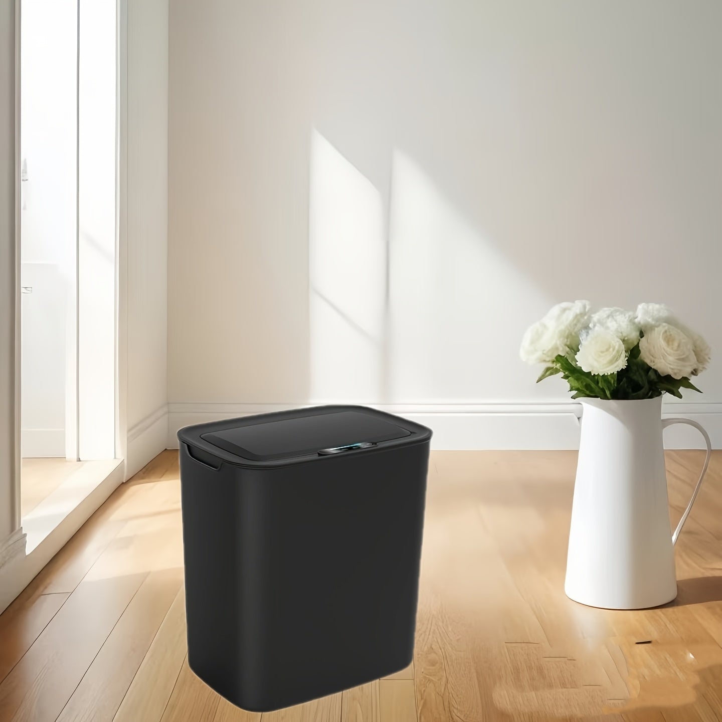 3.7-Gallon aqlli axlat qutisi, USB zaryadlash, avtomatik qopqoq, harakat sensori, oq