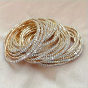 Women's Rhinestone Tennis Bracelets Set 12-Piece Elastic Bangle for Daily Wear