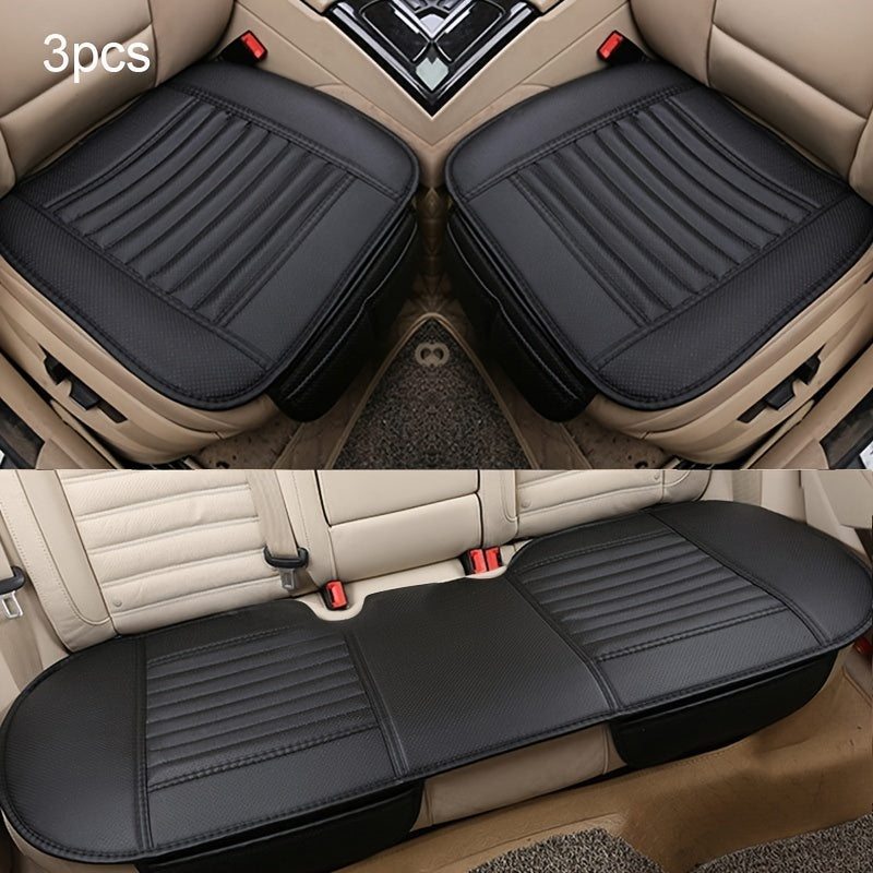 Fundas universales de cuero sintético para asientos de coche, protectores de cojín delanteros y traseros