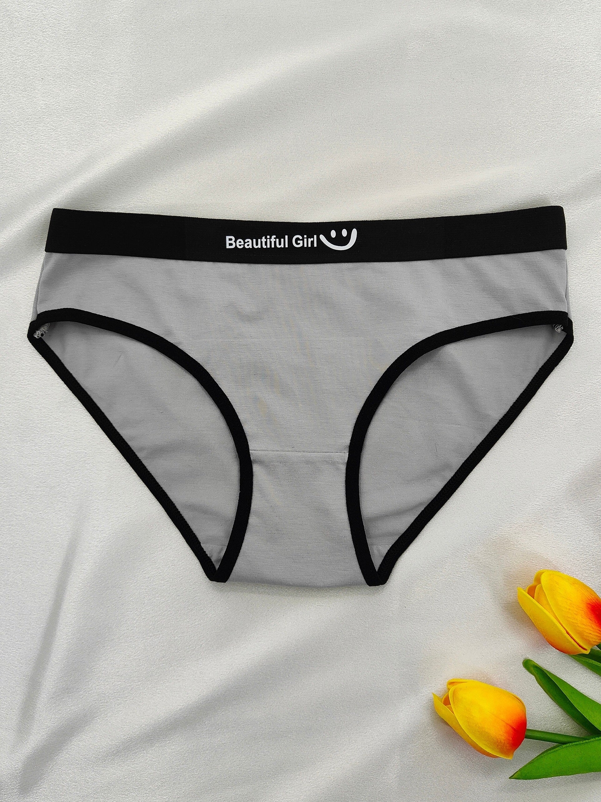 Women's 6-Pack Smile Print Low Rise Bikini Panties Breathable Stretchy Cotton