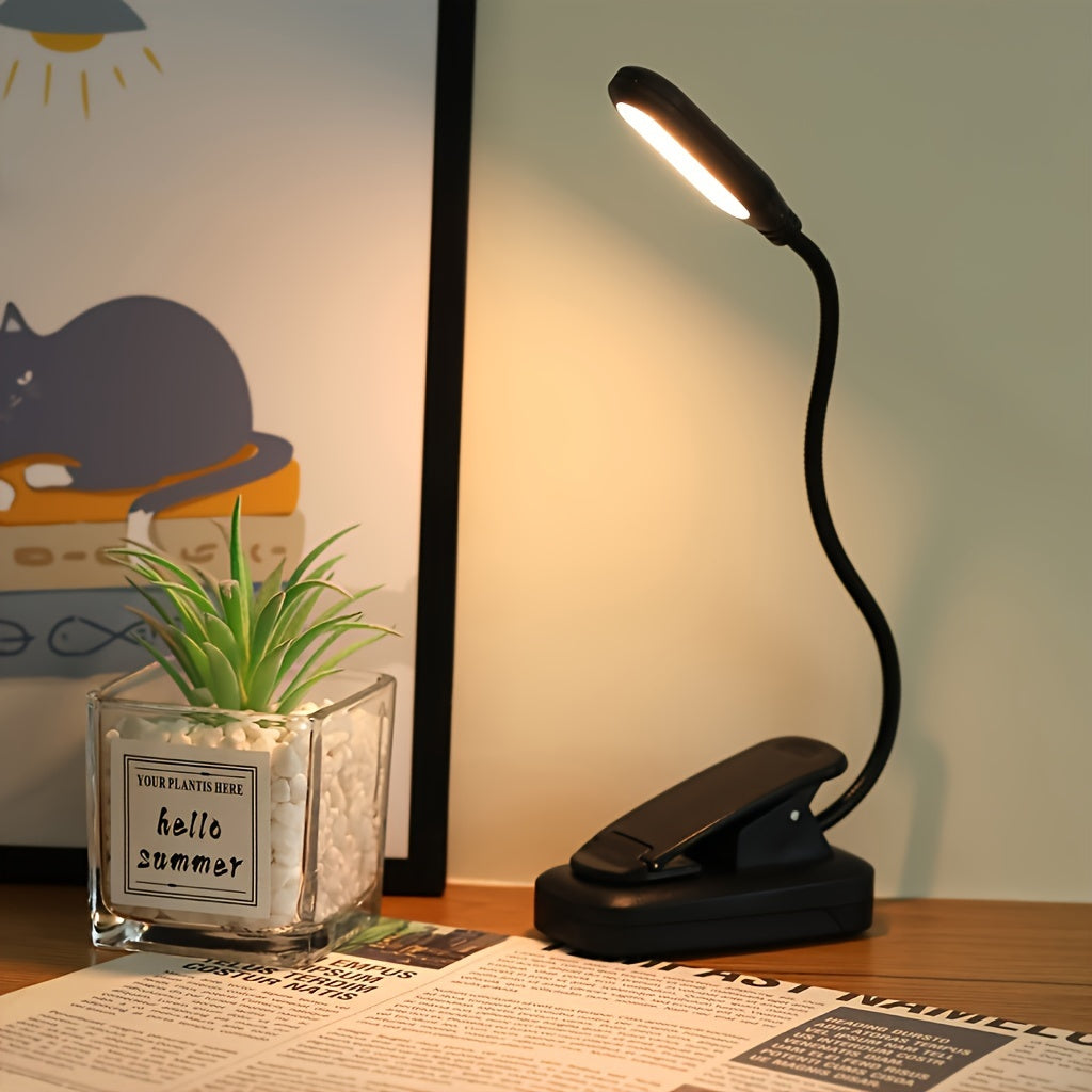 Lámpara de lectura LED ajustable con clip de luz amarilla para lectura