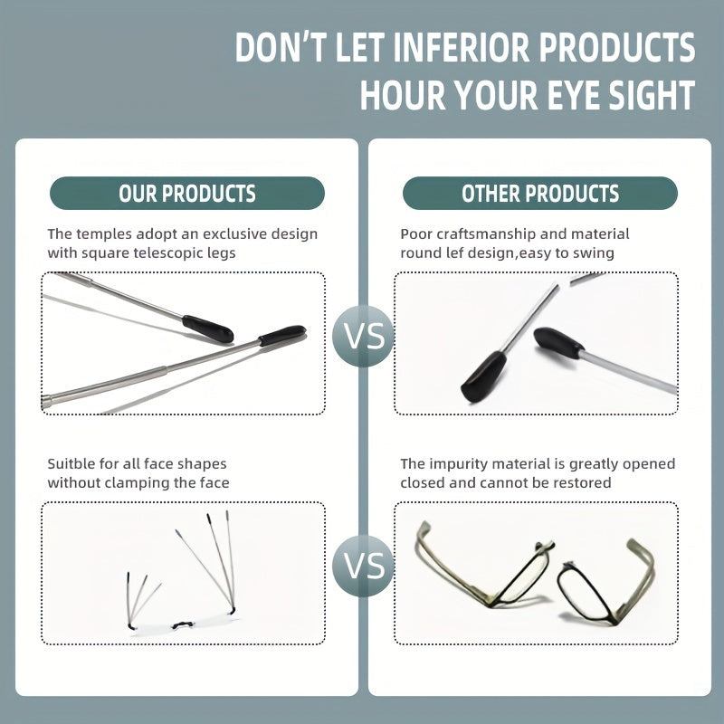 Unisex Portable Folding Rimless Reading Glasses for Computer Use Presbyopia +1.0 to +4.0