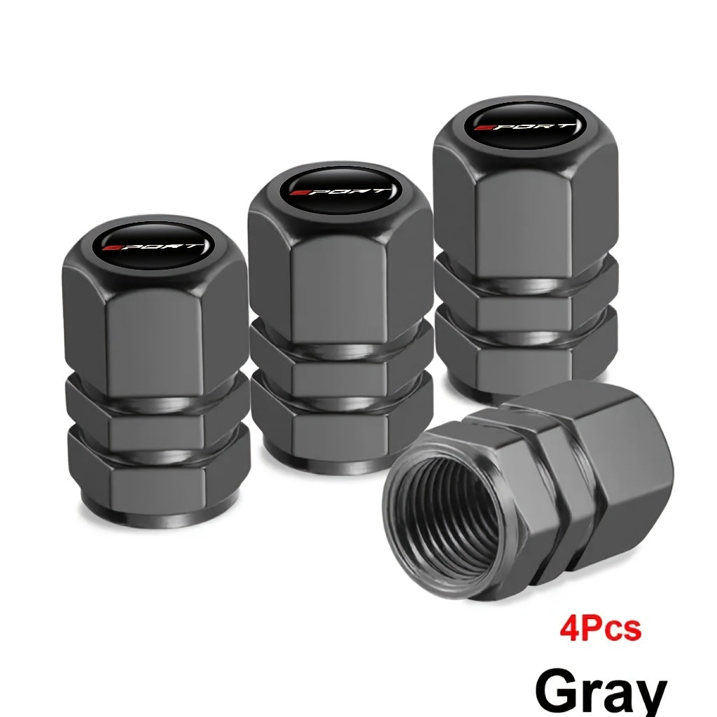 Aluminum Valve Caps Set for Cars and Motorcycles, Sport Pattern, 4/8/12 Pieces
