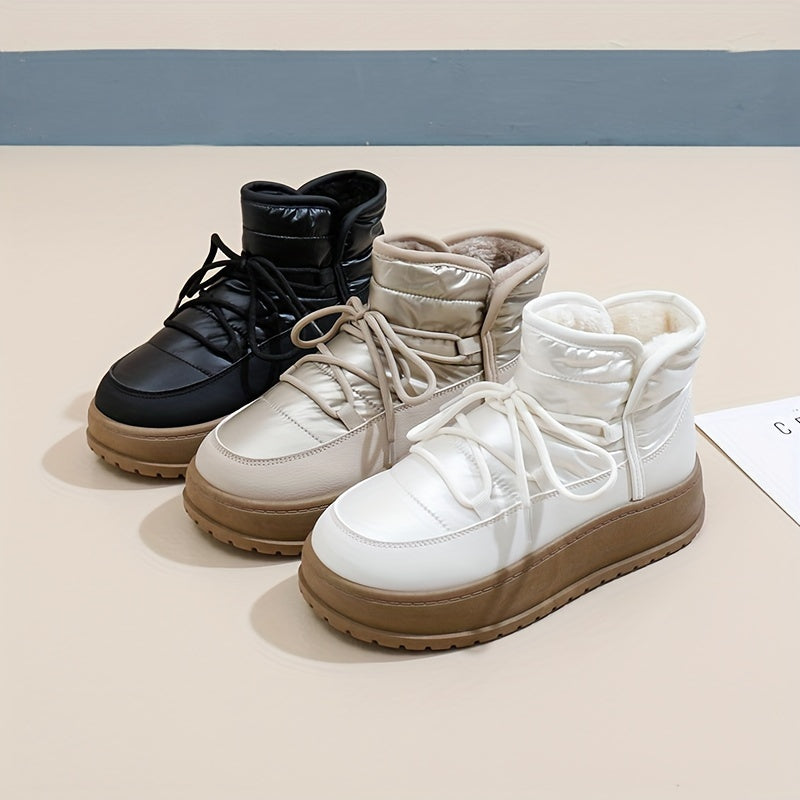 Women's Winter Fleece-Lined Chunky Sneakers Casual Warm Winter Boots