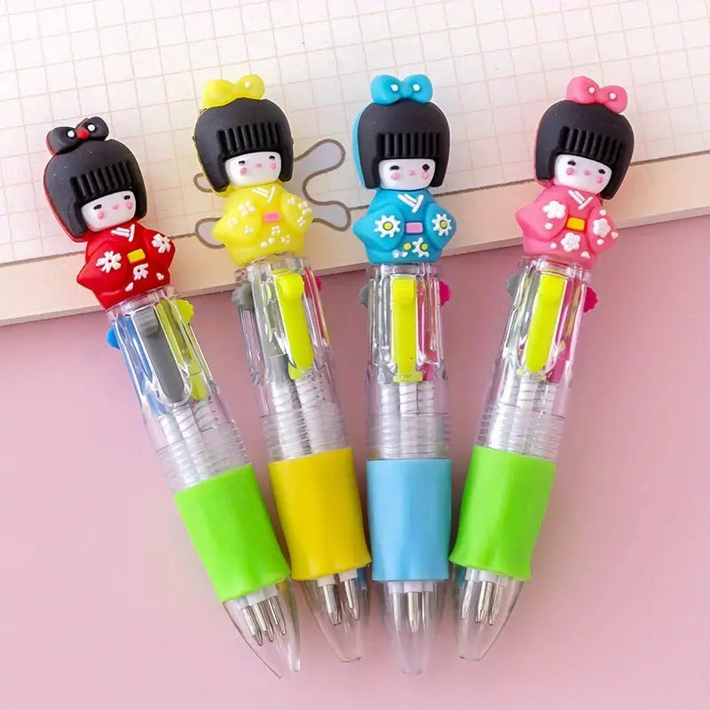 Pack of 12 Cute Retractable Round Ballpoint Pens Medium Tip Ergonomic Plastic Office School Supplies