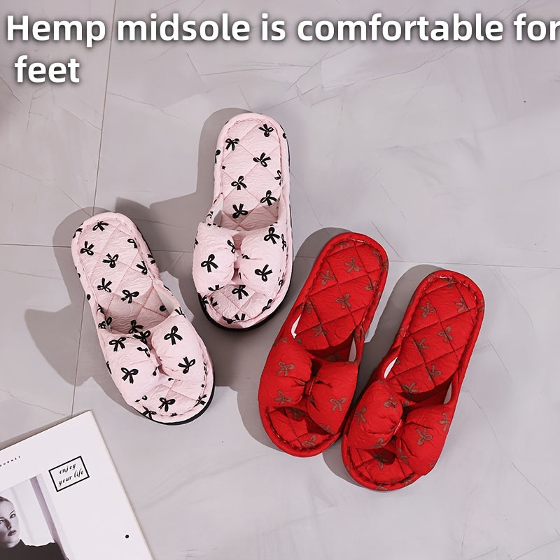 Women’s All-Season Home Slippers with Bow Design Soft Sole Comfortable