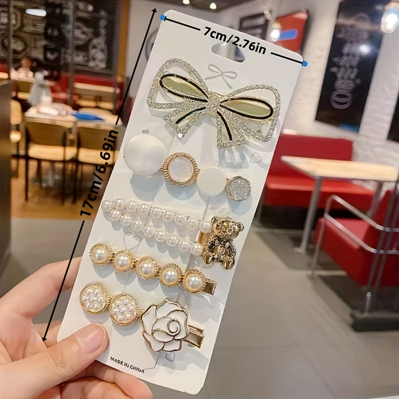 Women's Pearl and Gold Hair Clips Set Elegant Hair Accessories for Women