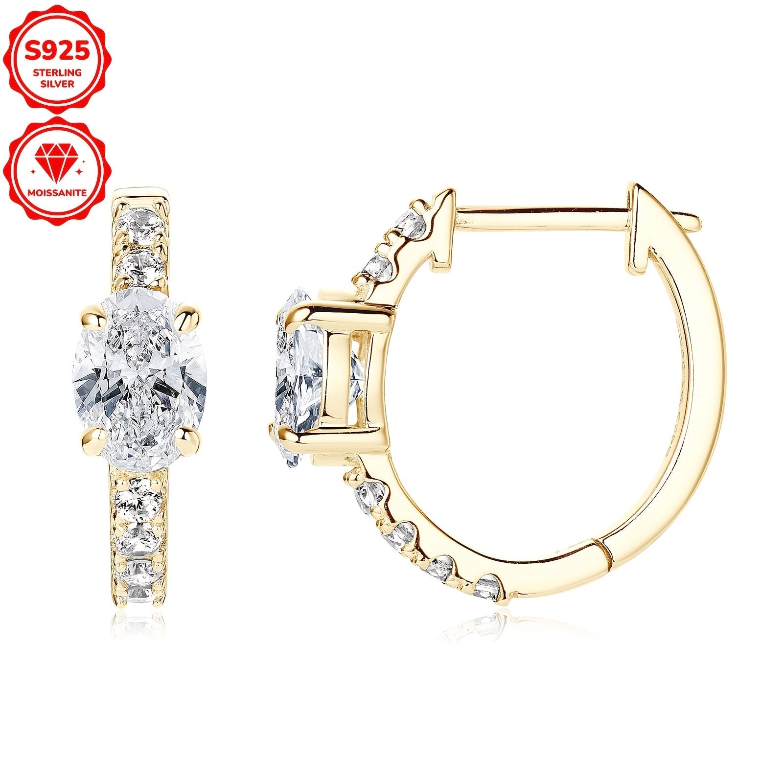 Sterling Silver Oval Moissanite Earrings 5x7mm 2ct Wedding Jewelry