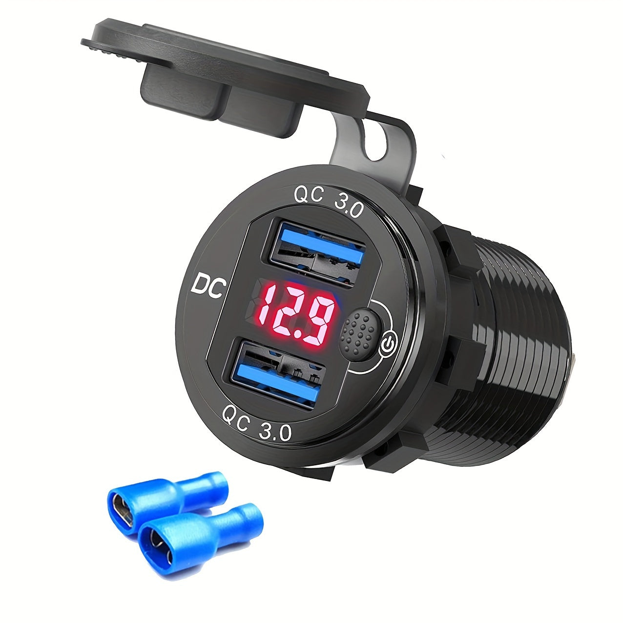 Dual USB Car Charger Aluminum Alloy Fast Charging Adapter for Vehicles Boats