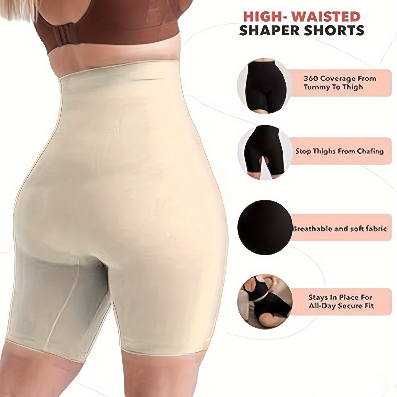 Plus Size High-Waisted Tummy Control Shorts for Women Seamless Breathable