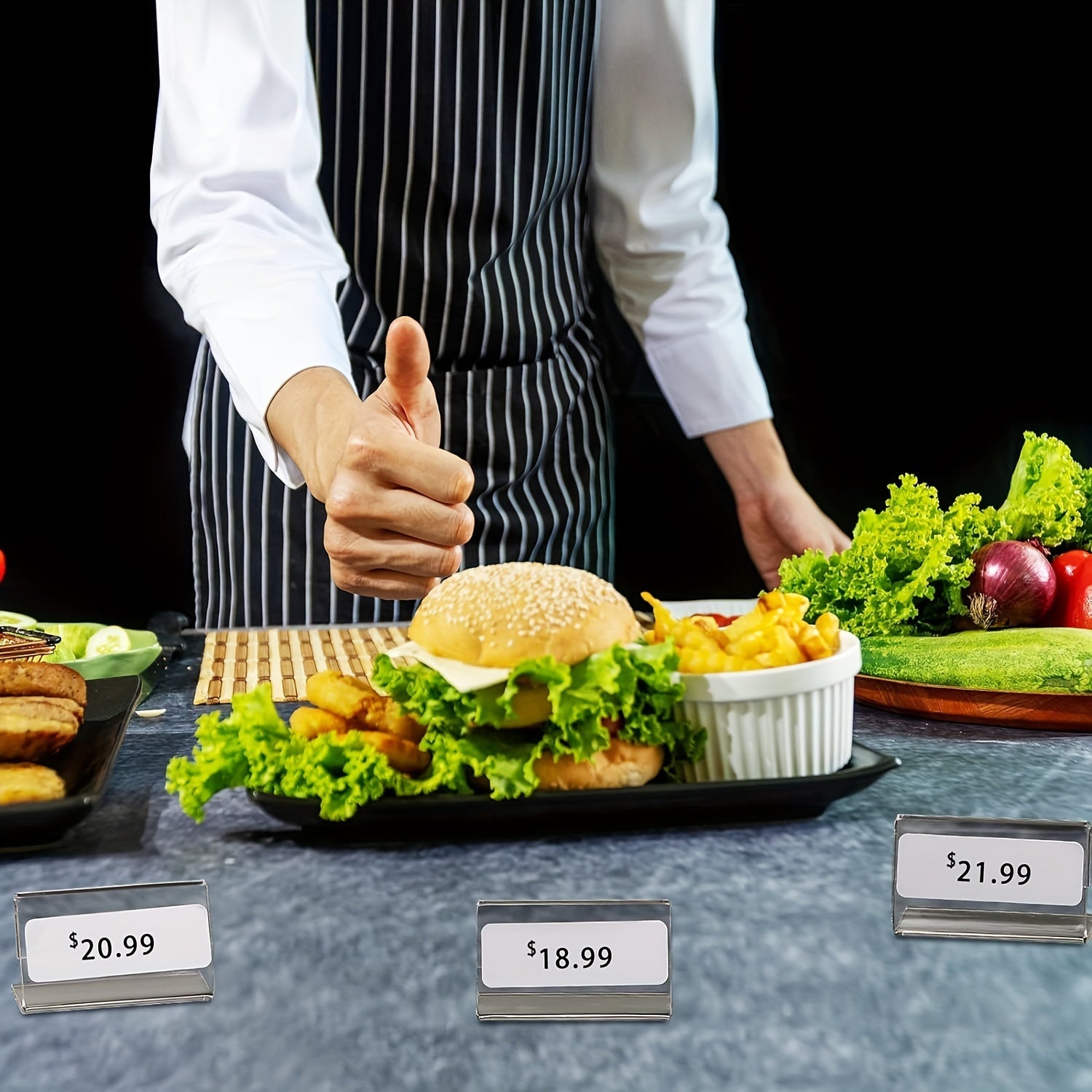 Acrylic Price Tag Business Card Holder Set of 10 with Small Sign Tag and Pendulum