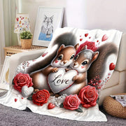 Cozy Squirrel Print Flannel Throw Blanket for Couch Bed Travel Machine Washable