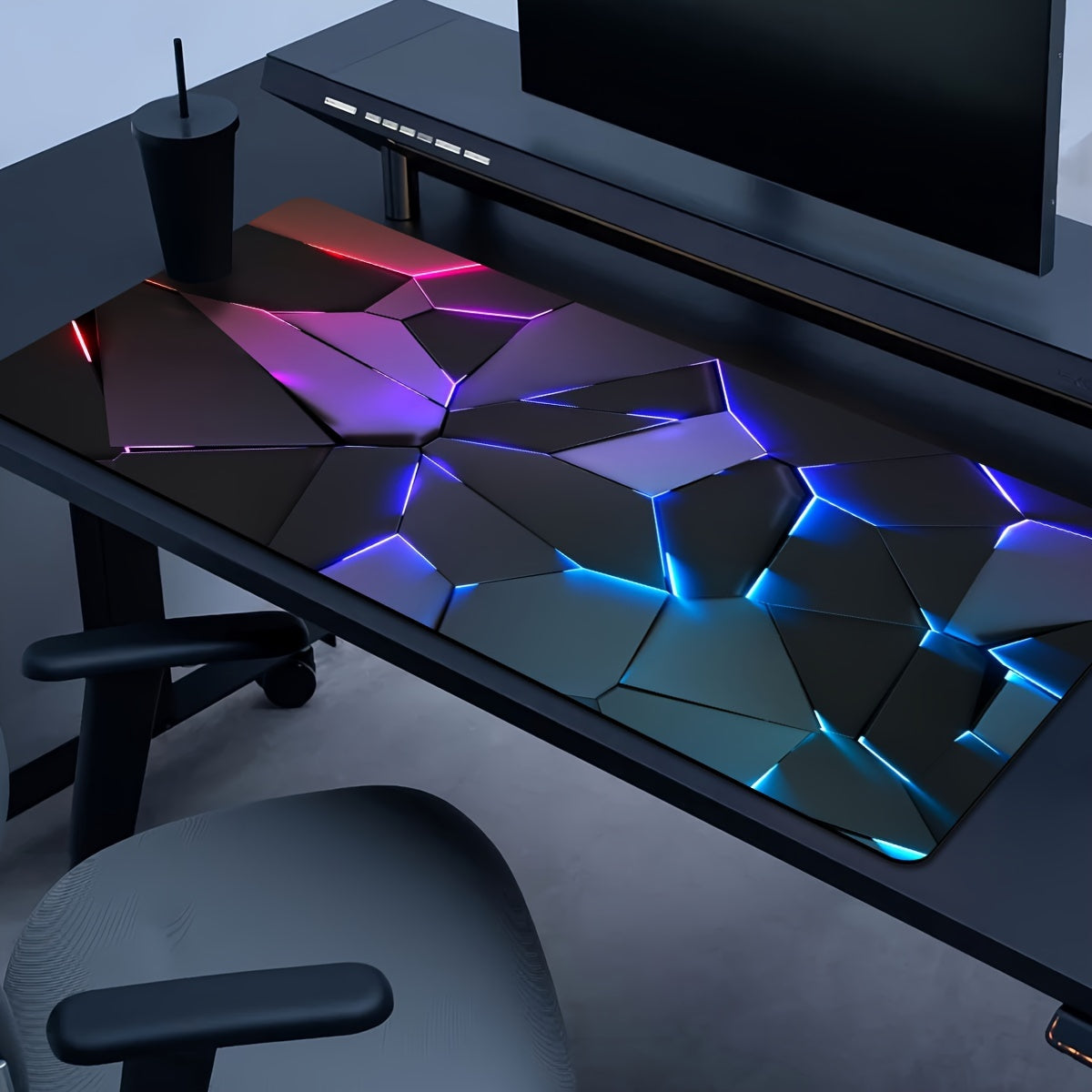 Geometric Gaming Mouse Pad Waterproof Non-Slip Polyester Desk Mat for Gamers and Office