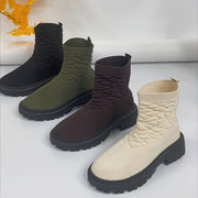 Women's Mid-Calf Comfort Fashion Boots with Chunky Heel and Rubber Sole