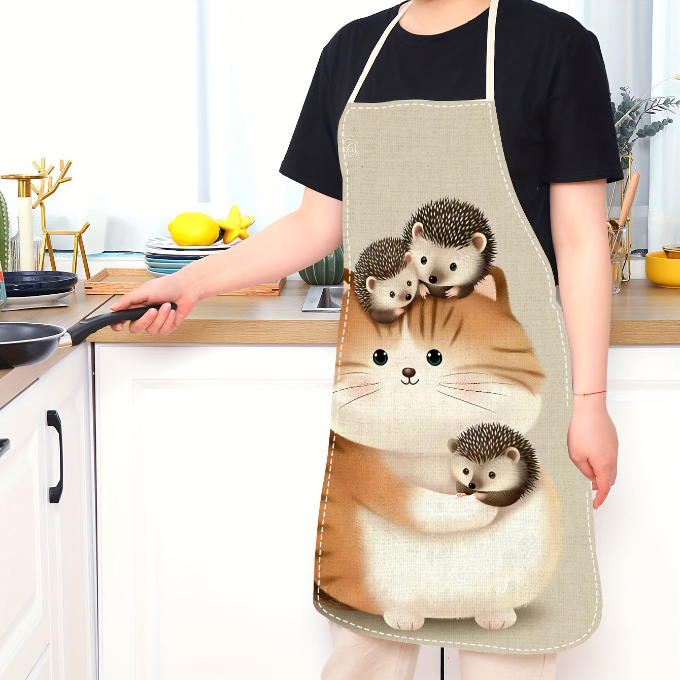 Kattalar uchun mato apron, qo'llarsiz oshxona bib, pishirish va pishirish uchun