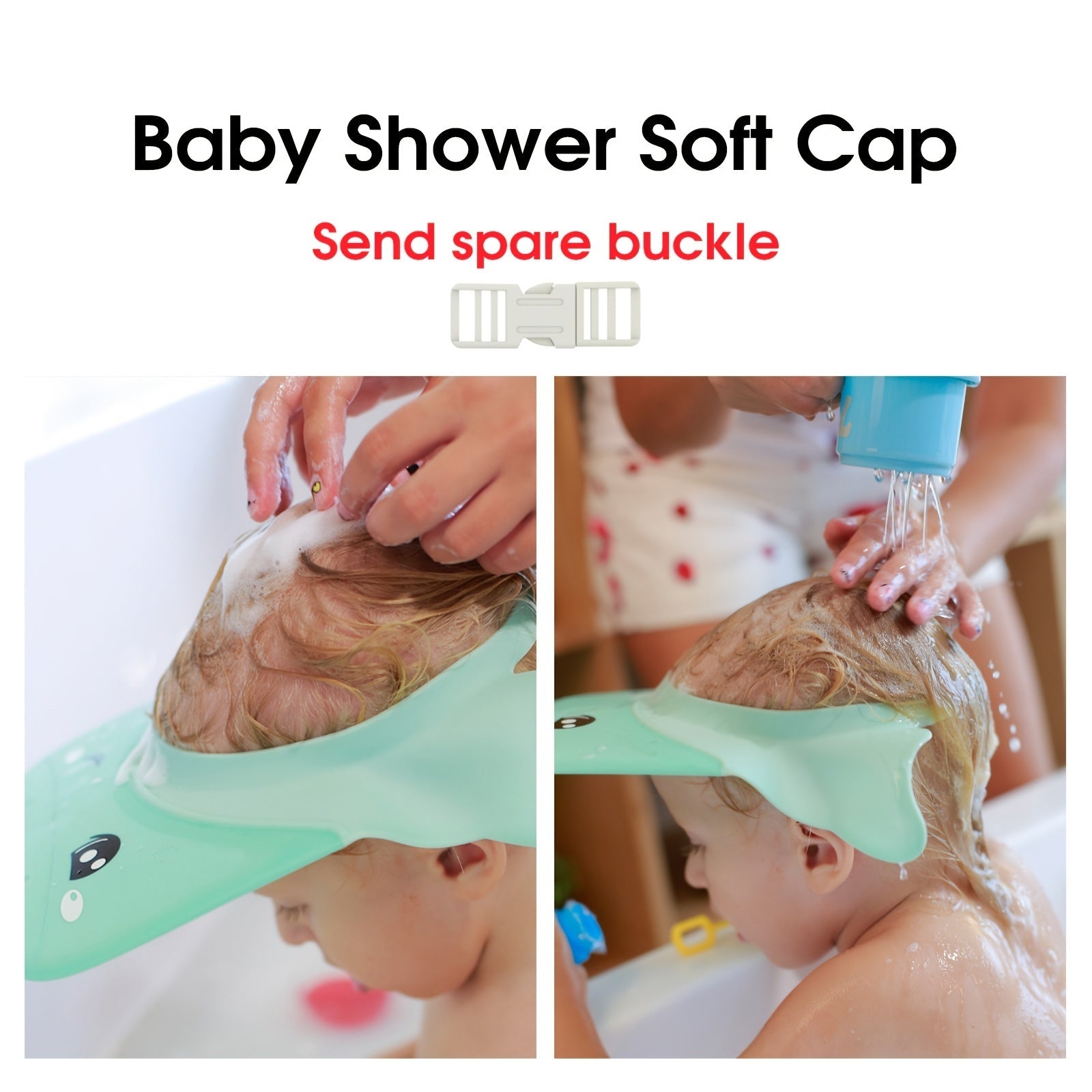 Children's Waterproof Shower Cap for Kids 0-12 Years Adjustable Rubber Ear and Eye Protection