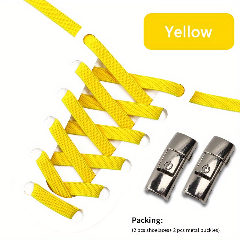 Unisex Elastic No Tie Shoelaces Set Widened Flat Dress Shoe Laces