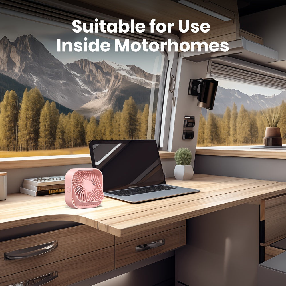 Mini USB Desk Fan Portable Quiet Table Fan with High Airflow for Bedroom RV Ventilation