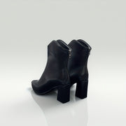 Women Black Synthetic Ankle Boots With Block Heel and Zipper