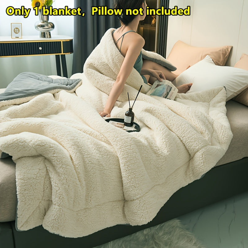 Double-Sided Plush Throw Blanket with Soft Warm Comfort Light Gray Fleece All-Season Knitted Bed Cover