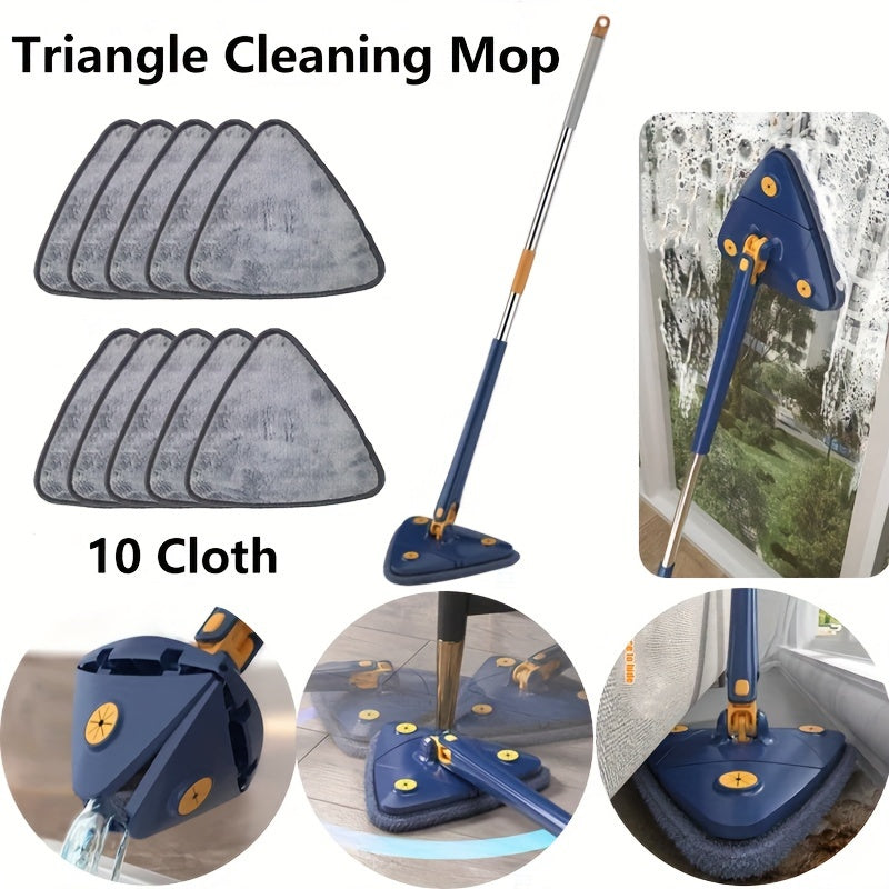 1pc Easy-Wring Triangle Mop with 360° Rotating and Hands-Free Washing