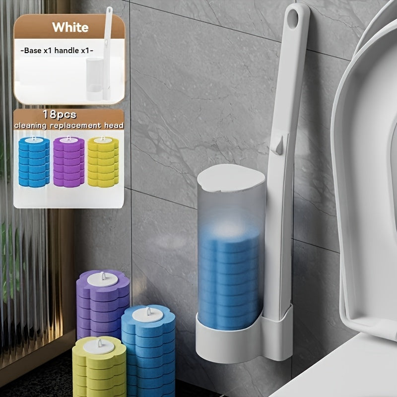 Bir martalik hojatxona cho'tkasi to'plami - oson tozalanadigan, devorga o'rnatiladigan, batareyasiz, hojatxona va hojatxona tozalash uchun ideal.