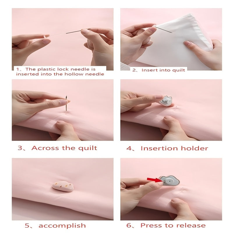 Set of 6 Pink Floral Bedding Fasteners Non-Slip Duvet Cover Sheet Holders