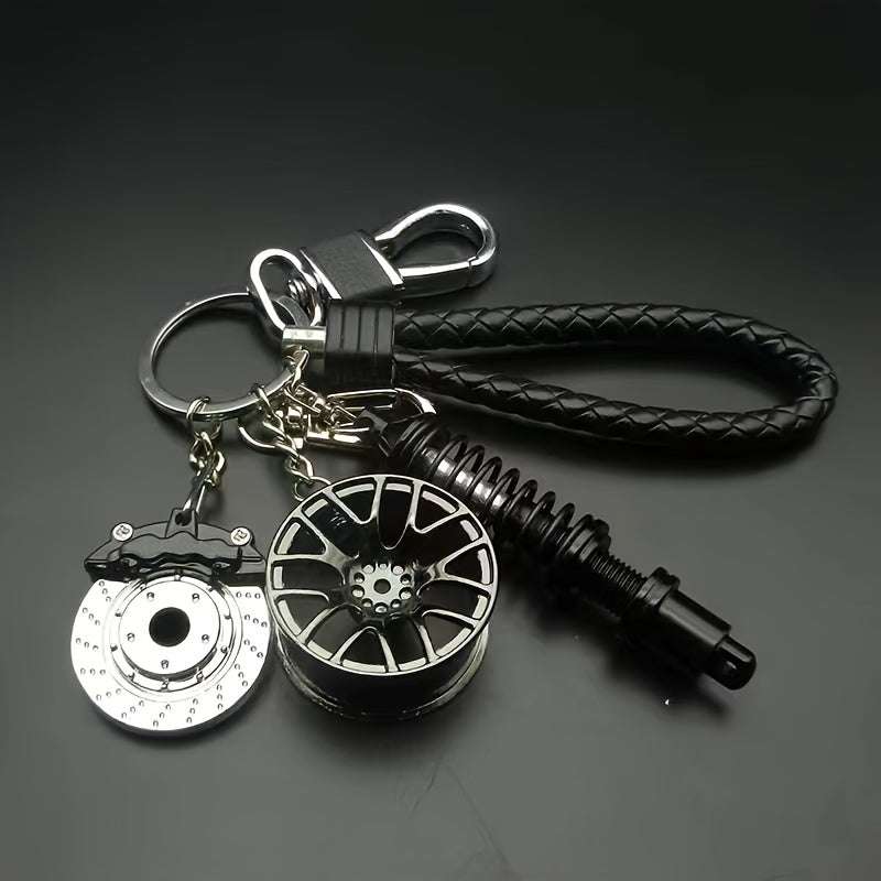 Car Keychains Set Car Parts Collectibles Turbo Gearbox Tire Brake Shock Absorbers