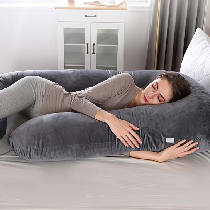 Pregnancy Pillow with Cooling Dark Grey Cover Support for Sleeping and Maternity