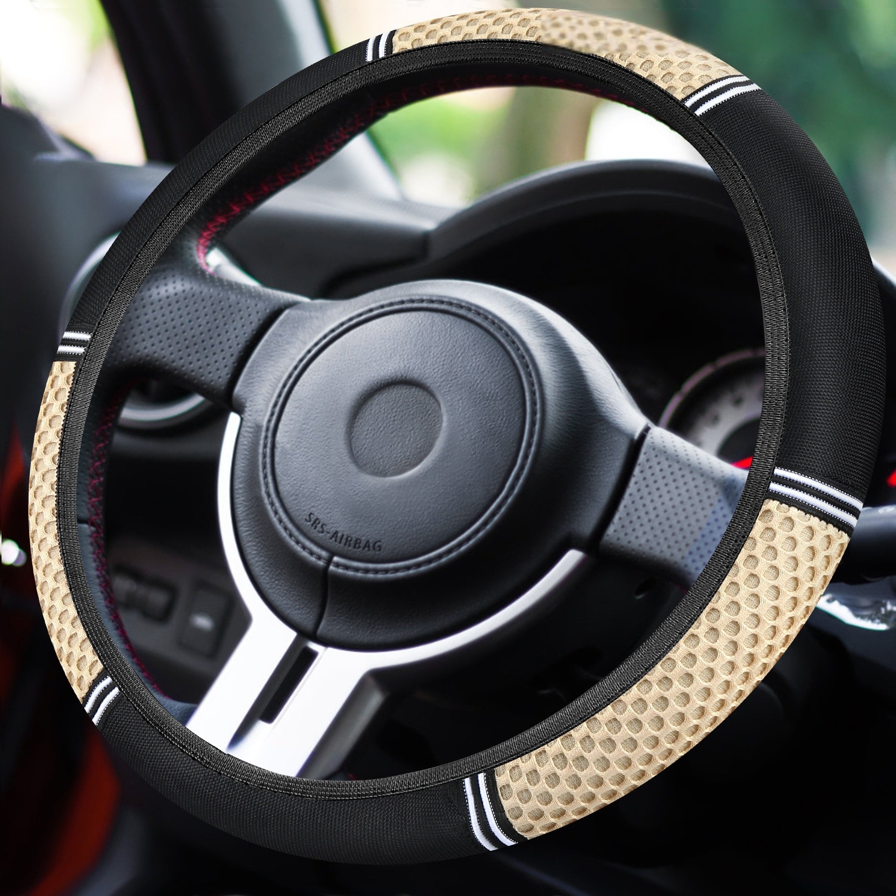 Universal Elastic Leather Steering Wheel Cover Non-Slip Sweat-Proof