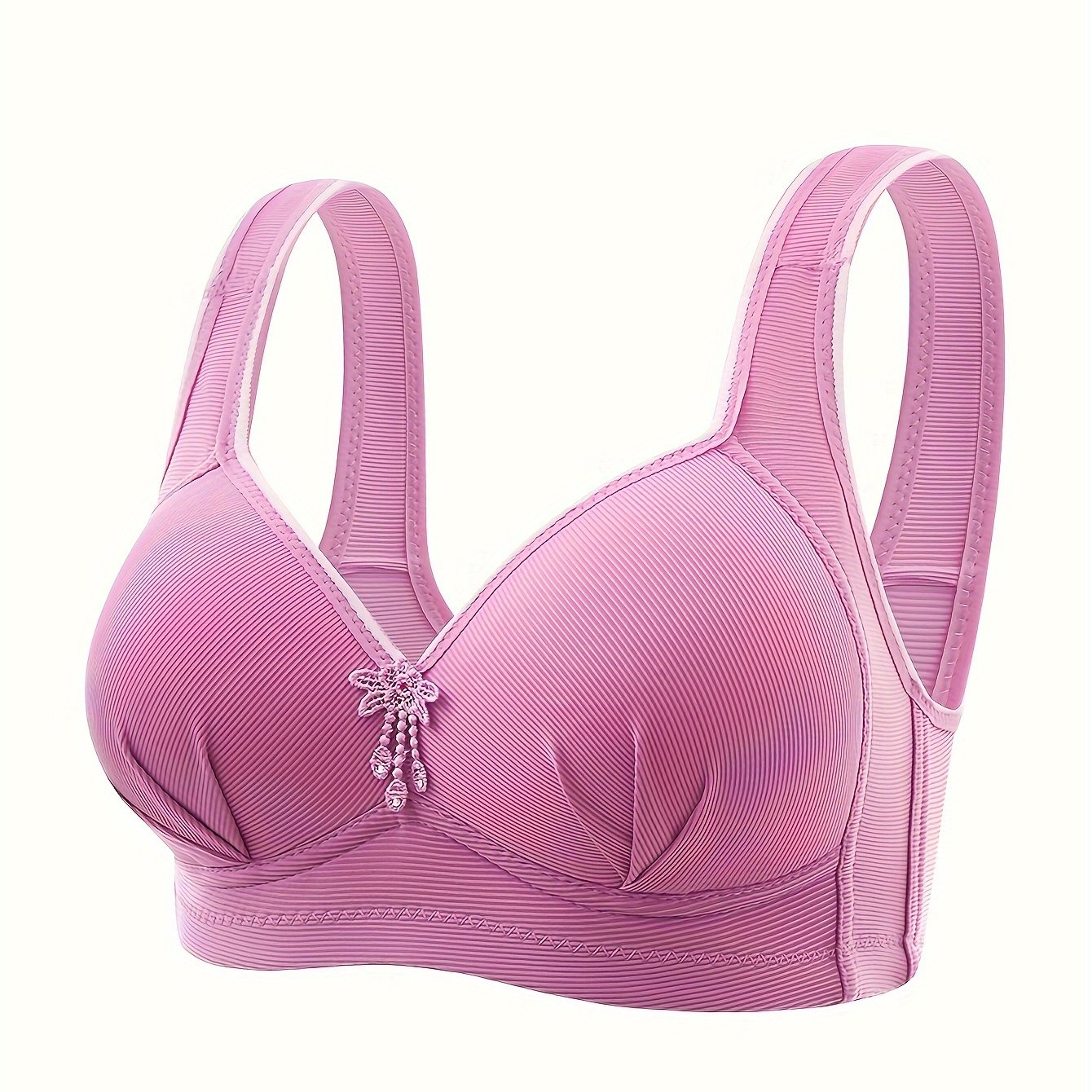 Women's Wireless Full Coverage Push-Up Bra with Decorative Bow Nylon Blend