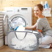 Foldable Mesh Laundry Basket with Handles for Clothes and Toys Storage