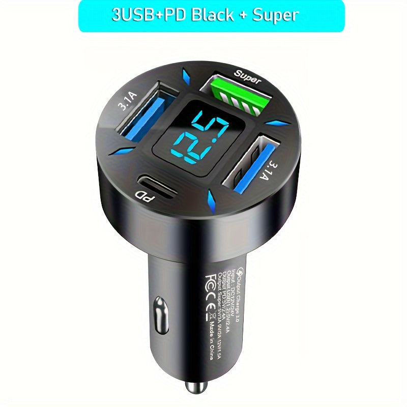 Universal Car Charger 4-Port Fast Charging USB PD 12V Adapter