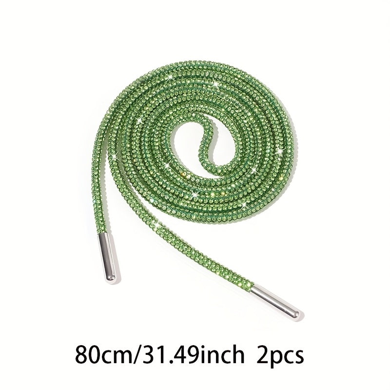 Unisex Rhinestone Shoelaces Solid Color Twist Ribbon DIY Shoe Accessories