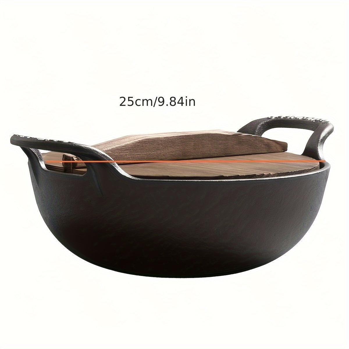 Cast Iron Skillet with Wooden Lid Oval 10 Inch for Searing Sautéing and Frying