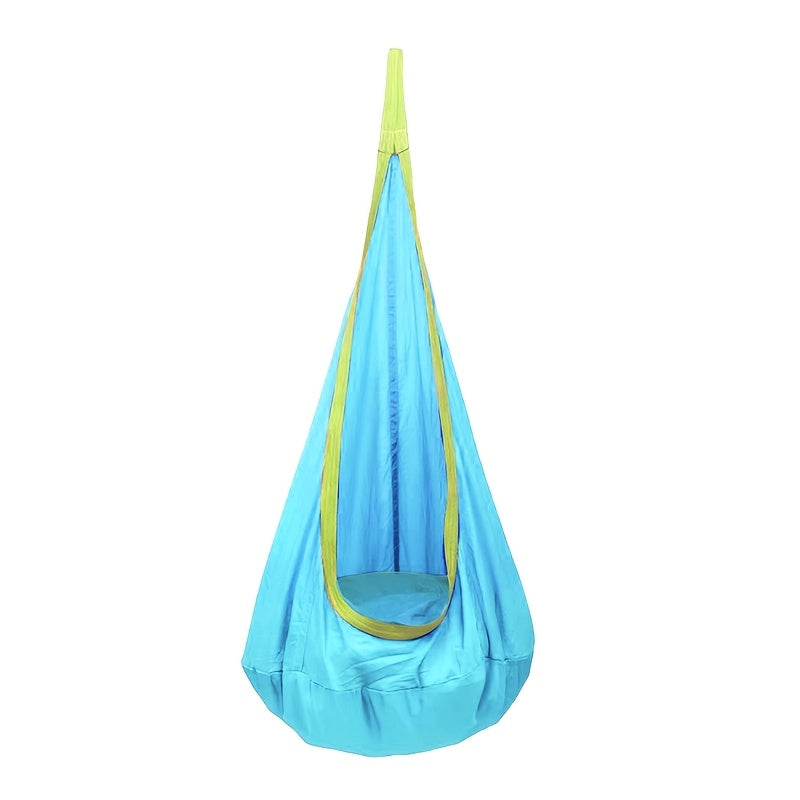 Hanging Hammock Chair for Indoor Outdoor Use with Inflatable Pillow Nylon Blue for Relaxation and Play