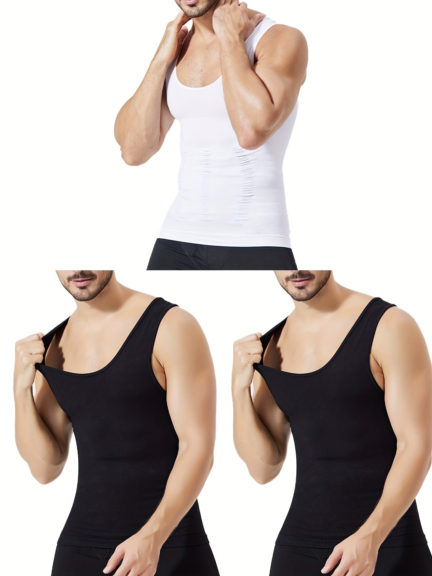 Camiseta de compresión térmica para hombre para adelgazar el abdomen sin mangas, nylon de alta elasticidad, casual
